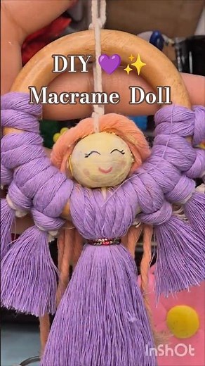 easy macrame angel tutorial DIY wall decor at home 😇🧶✨ #diy #shorts #viral #trending #macrame #doll