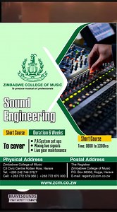 1.2K views · 12 reactions | Dont be the reason to spoil a good party. Join our sound egineering class starting 7 February 2026 and gain the knowledge to make yourself effective. Registration is ongoing and you can contact us on 0772670000 or +263242749076 #soundengineering #schoolofmusic | Zimbabwe College of Music | Facebook