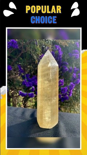 Yellow Calcite Crystal Generator: Golden Honey Tower, Silver Inclusions