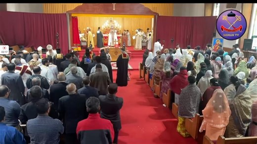 Here's a video snippet of the Oriental Orthodox Con-Celebration of the Divine Liturgy, which took place at the Malankara Orthodox Cathedral in Old Tappan, NJ. The service went forward according to the Malankara Church's tradition, with the bishops of each of the sister Oriental Orthdoox traditions offering a prayer before the altar. Typically, these prayers are recited in speech by the con-celebrants. But moved by the occasion, Bishop Mesrop tried his hand at chanting the prayer, in the intonati