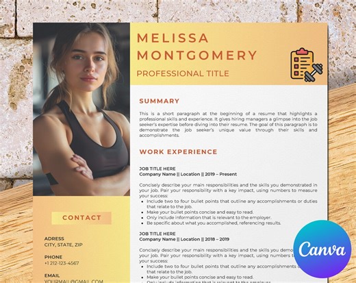 Fitness Instructor Resume Template for Canva, Fitness Trainer, Fitness Coach, Fitness Director, Sports Manager, Athletic Trainer Resume - Etsy Australia