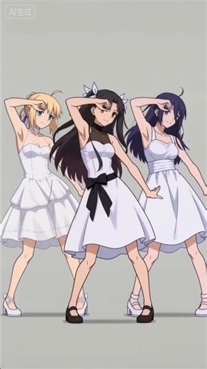 Saber, Rin Tohsaka, and Sakura Matou! The three heroines of FSN dance the Reze Dance together!