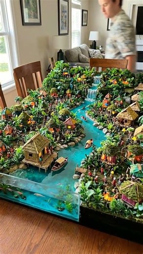 Miniature Jungle Survival Diorama: Escaping Wild Animals & Dangerous Terrain
