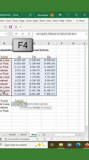 Excel sum filter test to add up data according to criteria #exceltips #excel #exceltricks