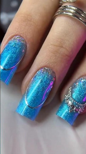 Holographic Blue Nail Tutorial Mermaid Vibes