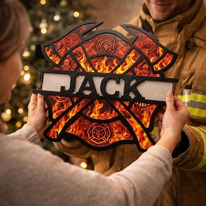 Custom Firefighter Metal Sign, Fire Axe Helmet Wall Art, Personalized Fire Department Decor - Etsy