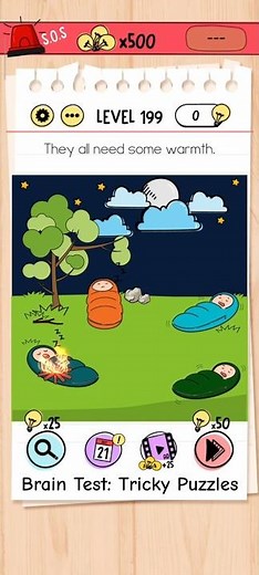 Brain test level 199: They all need some warmth 🔥🪵🌳 #shorts
