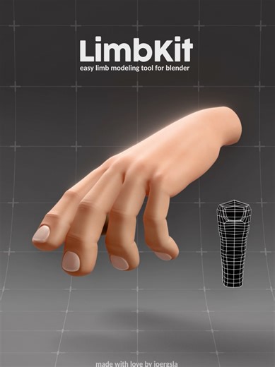 🚀 LimbKit is now available for free! (link in bio) I’ve just released LimbKit, a Geometry Nodes tool for Blender that helps you quickly model hands and feet. For now, the tool is free for everyone to test, and I’d really appreciate any feedback, ideas, or suggestions on how to improve it. A tutorial is coming soon to show how the system works and how to get the most out of it. If you try it out, let me know what you think! #blender #blender3d #3d #3dmodel
