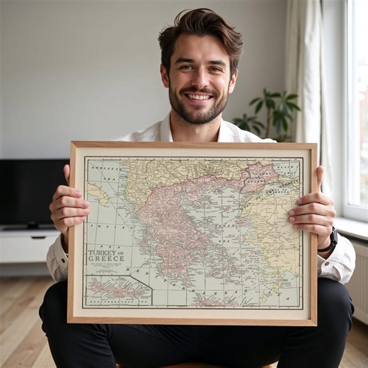 1925 Turkey and Greece Map Print: Vintage Wall Art Decor - Etsy