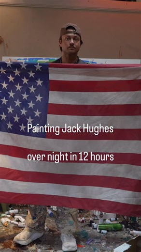 Painting Jack Hughes overnight! #art #artreels #olympics #usa | Sam Ryan Studio