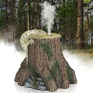 REPTIZOO Reptile Humidifier Fogger, Tree Trunk Humidifier with Top Mist Outlet, 1000ml Detachable Terrarium Humidifier Reptile Misting System Terrarium Decoration
