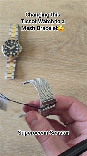Changing a Tissot to a Breitling - Milanese strap change #watch #tissot #superocean