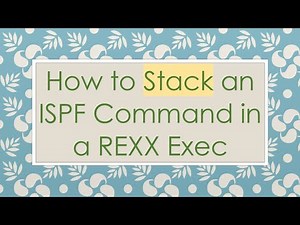 How to Stack an ISPF Command in a REXX Exec