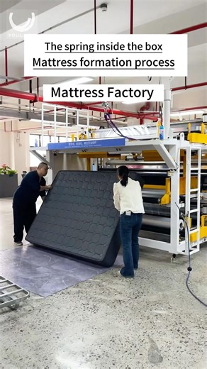 the spring inside the box mattress formation process #compression #factory #mattress