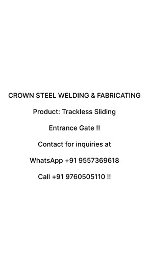 “Crafted with precision – our Mild Steel Entrance Gate features a trackless bottom, hidden holes, and advanced technology for effortless sliding. Smooth, safe, and so easy to open that even children can handle it with ease. 📞 Contact us: 91-9760505110WhatsApp : 91-9557369618📧 Email: crownsteelfabricating@gmail.com#CrownSteel #TracklessGate #SmoothSliding #ModernDesign” | Crown Steel Welding & Fabricating
