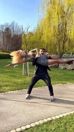 Andreea Balan on Instagram: "Just a normal Sunday for us 😜 Dancing (not walking) in the park 🔥✨ Do you want to join us? 🎼🤗 #dance #fun with @petrisor_ruge 🕺 #AndreeaBalanShow #BestShow"