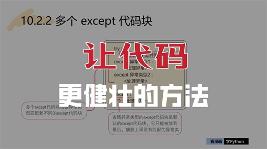 《看漫画学Python第3版》10.2.2 多个except代码块