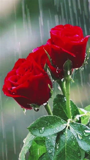 Beautiful Red Roses in Rain 🌹 | Relaxing Nature Video | Rain & Rose Beauty