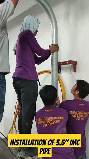 Installation of 3-1/2 IMC Pipe for elevator panel supply ⚡ #buhayconstruction #electrical