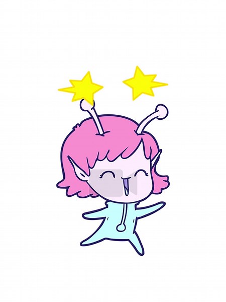 spinning stars animation of a cartoon alien girl laughing Stock Video Footage - Alamy