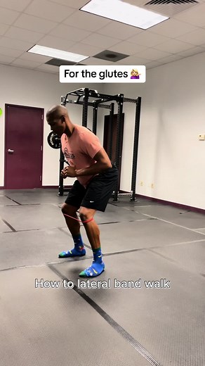 Here’s How to perform lateral band walks: Start by looping a resistance band around your legs. If you know a bit about physics, you know that the further you place the resistance band away from your hips, the harder you’ll make these. In other words, to adjust difficulty; ✅ Easier - place the band around or above your knees. 😮‍💨 More challenging - place the band around your ankles or around the middle of your foot. Step back and forth side to side, keeping your feet screwed into the ground and
