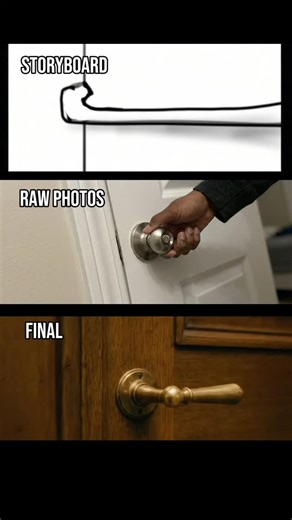 prkr on Instagram: "From Storyboard to Raw images to Final short film. Here's how I used Ai tools to make 'SOLD'. - - 1) Wrote out a story and hand drew the storyboards with specific camera movements and angles. 2) Clicked a whole bunch of pictures and videos using my phone to match the scenes from the storyboards. I knew the props and backgrounds could be added in later using Ai, so just focused on capturing the subject (myself) doing different poses and actions that would later be referenced i