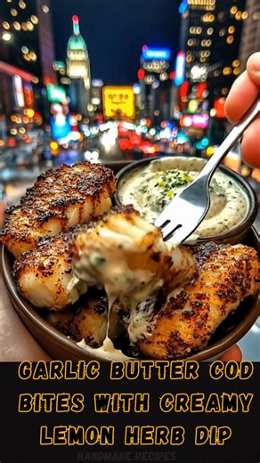 Garlic Butter Cod Bites with Creamy Lemon Herb Dip 龍 Protein...