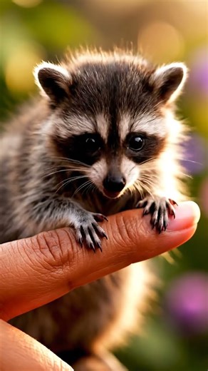 Mapache bebé quiere su comidita