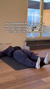 LOW BACK PAIN MOBILITY Low back pain and stiff hips? Maybe this routine is just what you need! These 3 exercises can help improve hip mobility and lumbar spine mobility, potentially releasing tension in your lower back and hips. Try each movement for 60 seconds and let me know how your lower back feels! | CoachGreen.pt