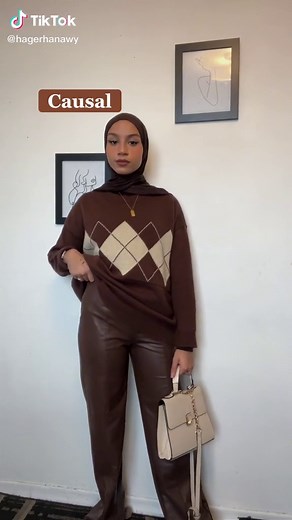 3 ways to style brown leather pants #leatherpants #hijbaifashion #modestfashioninspo #waystostyle #ootdfashionstyle #brownoutfits #hijbabiblogger