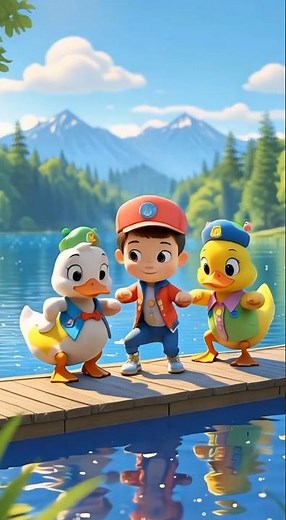 Cute Boy With Cartoon Ducks – The Most Adorable 3D Scene Ever!”