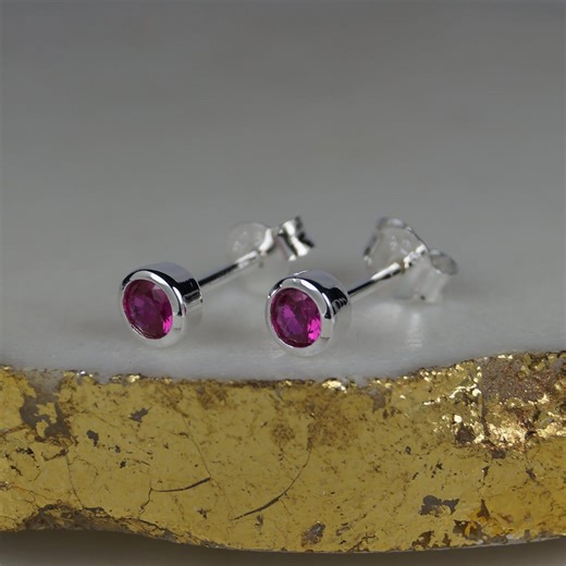 Ruby (cubic Zirconia) Sterling Silver Stud Earrings. July Birthstone Earrings. - Etsy