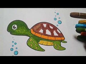 Turtle coloring for kids | easy Turtle drawing and painting | learn colors for children