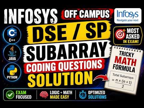 INFOSYS DSE/SP SUBARRAY CODING QUESTIONS 🔥 Tricky Math Formula Explained | Off Campus Prep