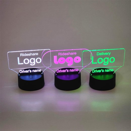 Rideshare & Delivery RGB LED Dashboard Car Sign – Custom Engraved Acrylic, Removable. - Etsy