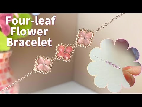 DIY Easy Beaded Flower Bracelet in 10 Min! 🍀 | Beginner-Friendly Beaded Clover Tutorial