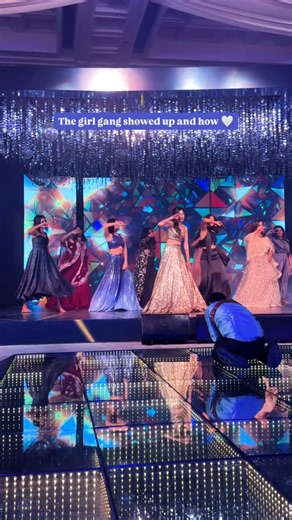 thesangeetstory on Instagram: "Dancing with your entire girl gang on your big day has got to be next level special ✨ Our lovely bride @sub.vee just casually setting the stage on fire with her girls! Recreate this with your girls ✨ Choreography @thesangeetstory [bridesmaids, sangeet choreography, sangeet dance, wedding choreography, Bollywood songs, viral sangeet, trending audio, bride and her friends, girl gang, recreate; fyp, explore page]"