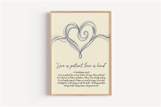 Wedding Scripture Wall Art 1 Corinthians 13 Love is Patient Kind Printable Bible Verse - Etsy