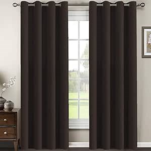 H.VERSAILTEX Premium Blackout Curtains for Living Room 84 Inches Length, Blackout Curtains for Bedroom Curtains & Drapes Thermal Insulated Drapes - Chocolate Brown, 1 Panel, 52" W x 84" L