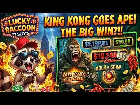 CHASING THE GRAND ON KONG SKULL ISLAND! 🔥 King Kong Slot Machine Play! 🦝 Lucky Raccoon