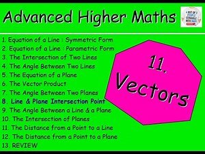 11.8 Vectors 8: Line and Plane Intersection Point - Advanced Higher Maths Lessons @MrThomasMaths