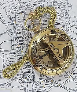 Handmade Nautical Brass Push Open Compass on Chain with Pocket Compass Gift for Loved Ones, Son, Father, Love, Partner, Spouse, Fiancé