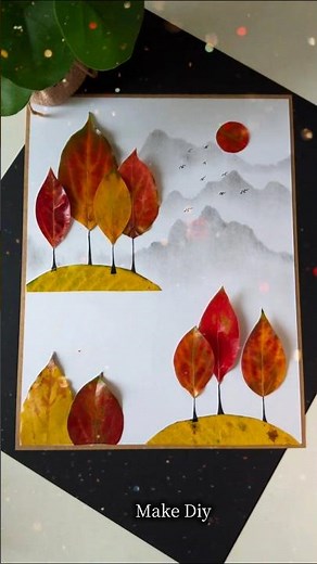 How to Make Beautiful Leaf Art 🍁 | Easy DIY Autumn Landscape Painting | Waste Leaves Craft Idea