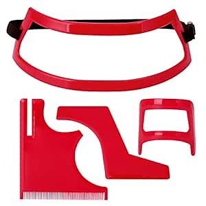Beard Shaving Template Beard Guide Shaping Tool Hairline Template Stencil Neckline Shaving Mustache Edge Shaping and Haircut Shaping Tool Kit (Red)