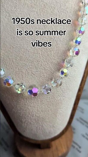 Aurora Borealis Necklace1950s Crystal Choker Mid Century Jewelry