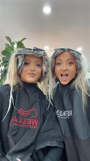 Okay obsessed thank you @nuovausalon 💇🏼‍♀️ We’re prepping for a very exciting performance we have coming up which we can’t to share with you all 🤫😏 | The Rybka Twins