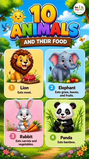 Animals and Their Food for Kids 🦁🐘 | Learn What Animals Eat | Educational Video for Children
