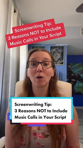 Screenwriting tip: 3 reasons not to include music calls in your script #screenwritingtiktok #coverageink #writing #screenplay #script #fyp #screenwritingtips #womeninfilm #screenwritingadvice #music #writer #formattingtips