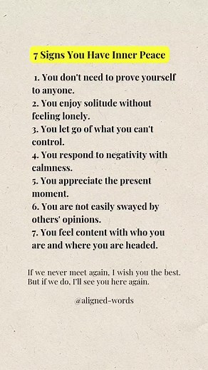 7 signs you have inner peace #fyp #peace #motivation #mindset | Aligned Words