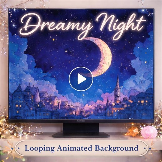 Crescent Moon Night Sky Loop | Space Animation Background, Cloudy Sky, Moon Video | Relaxing Screensaver, Stream Overlay, VJ Visu - Etsy